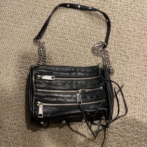 Rebecca Minkoff Zip Leather Crossbody with chain - Picture 2 of 6
